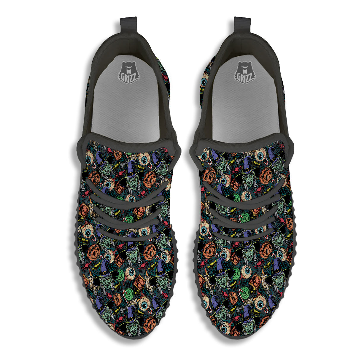 Witch Halloween Elements Print Pattern Black Walking Shoes-grizzshop