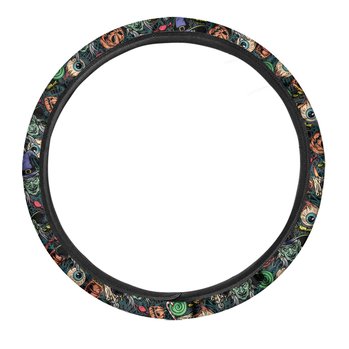 Witch Halloween Elements Print Pattern Car Steering Wheel Cover-grizzshop