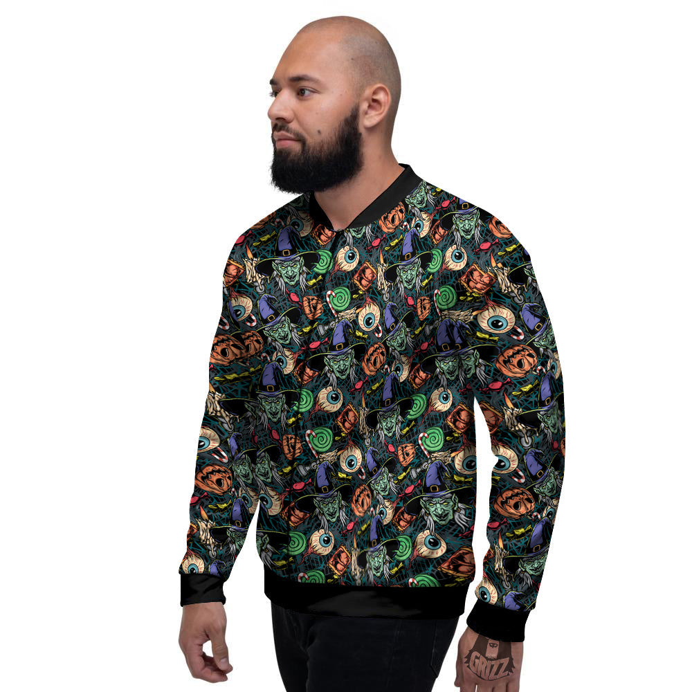 Witch Halloween Elements Print Pattern Men's Bomber Jacket-grizzshop