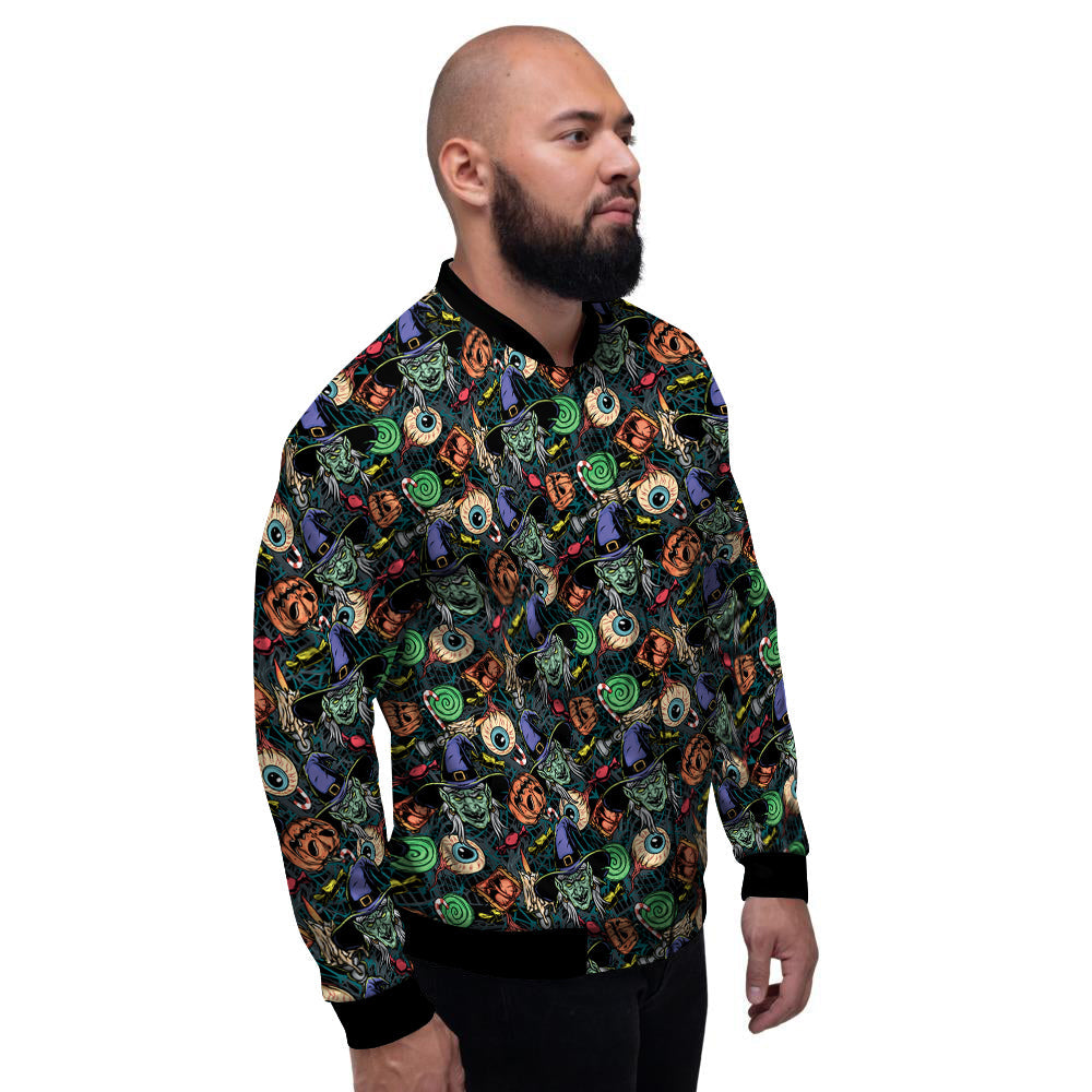 Witch Halloween Elements Print Pattern Men's Bomber Jacket-grizzshop