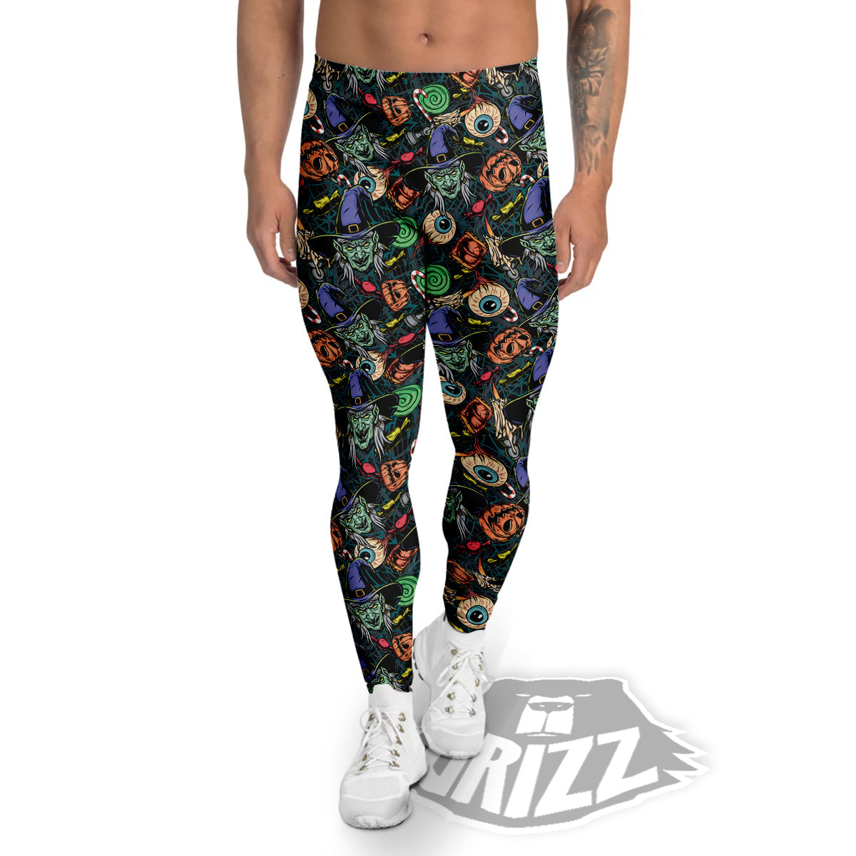 Witch Halloween Elements Print Pattern Men's Leggings-grizzshop