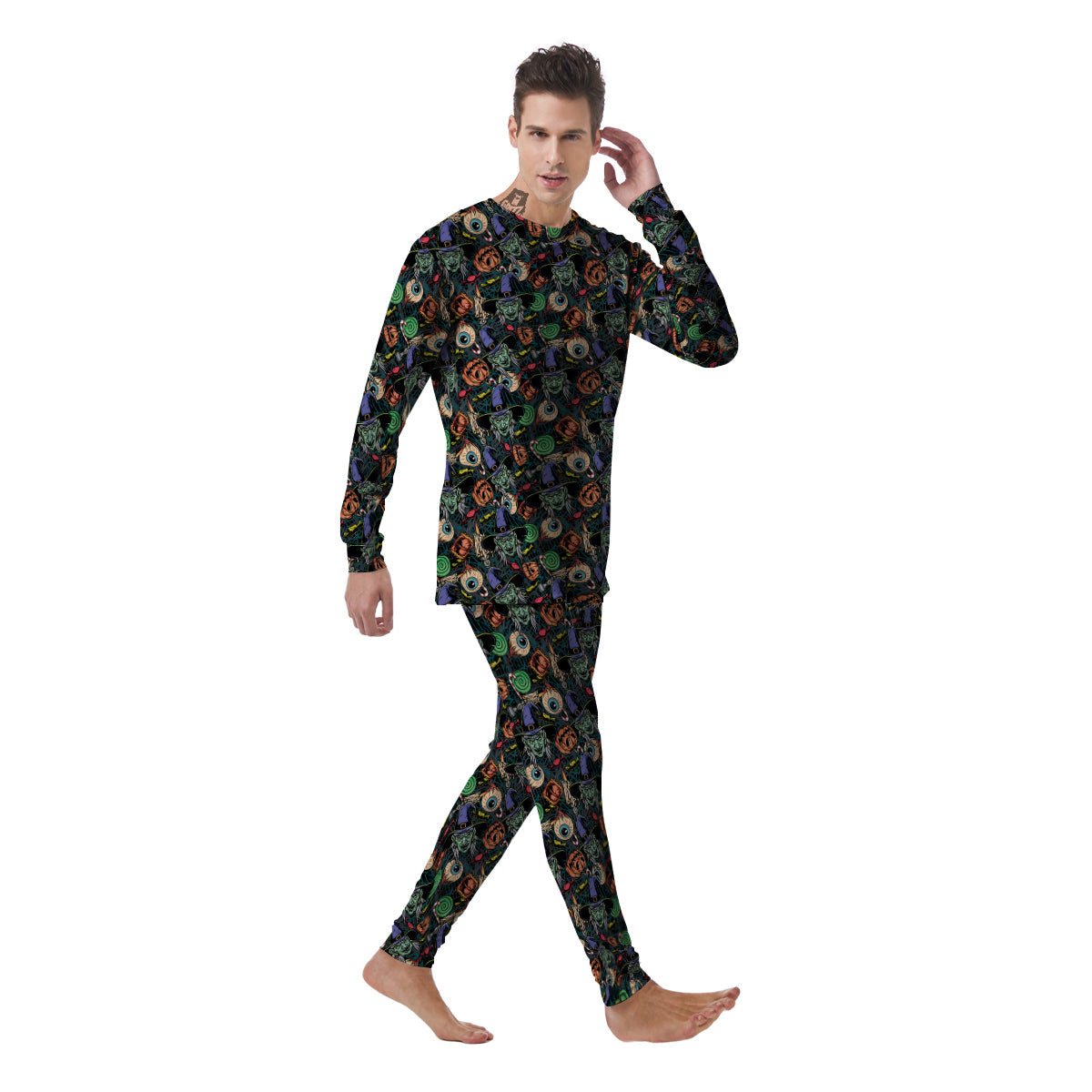 Witch Halloween Elements Print Pattern Men's Pajamas-grizzshop