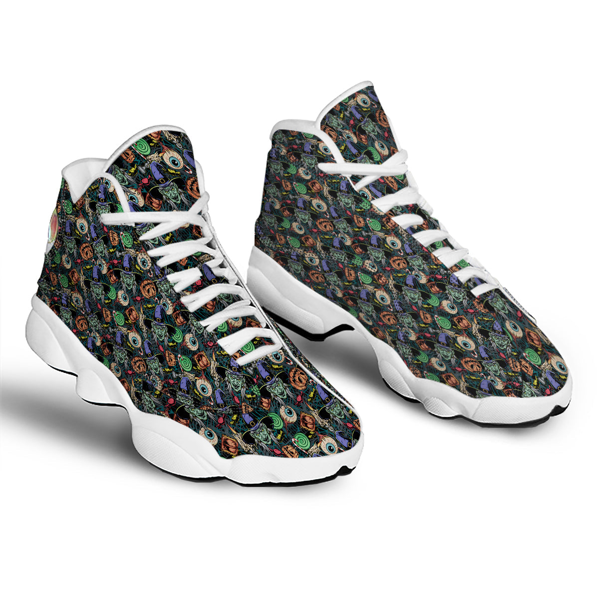 Witch Halloween Elements Print Pattern White Basketball Shoes-grizzshop