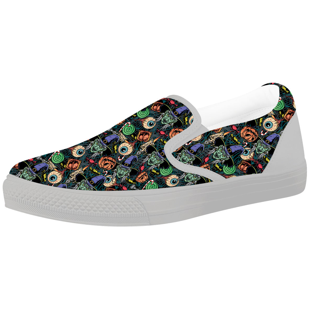 Witch Halloween Elements Print Pattern White Slip On Shoes-grizzshop
