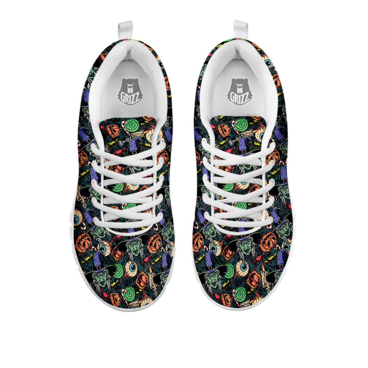 Witch Halloween Elements Print Pattern White Sneaker-grizzshop