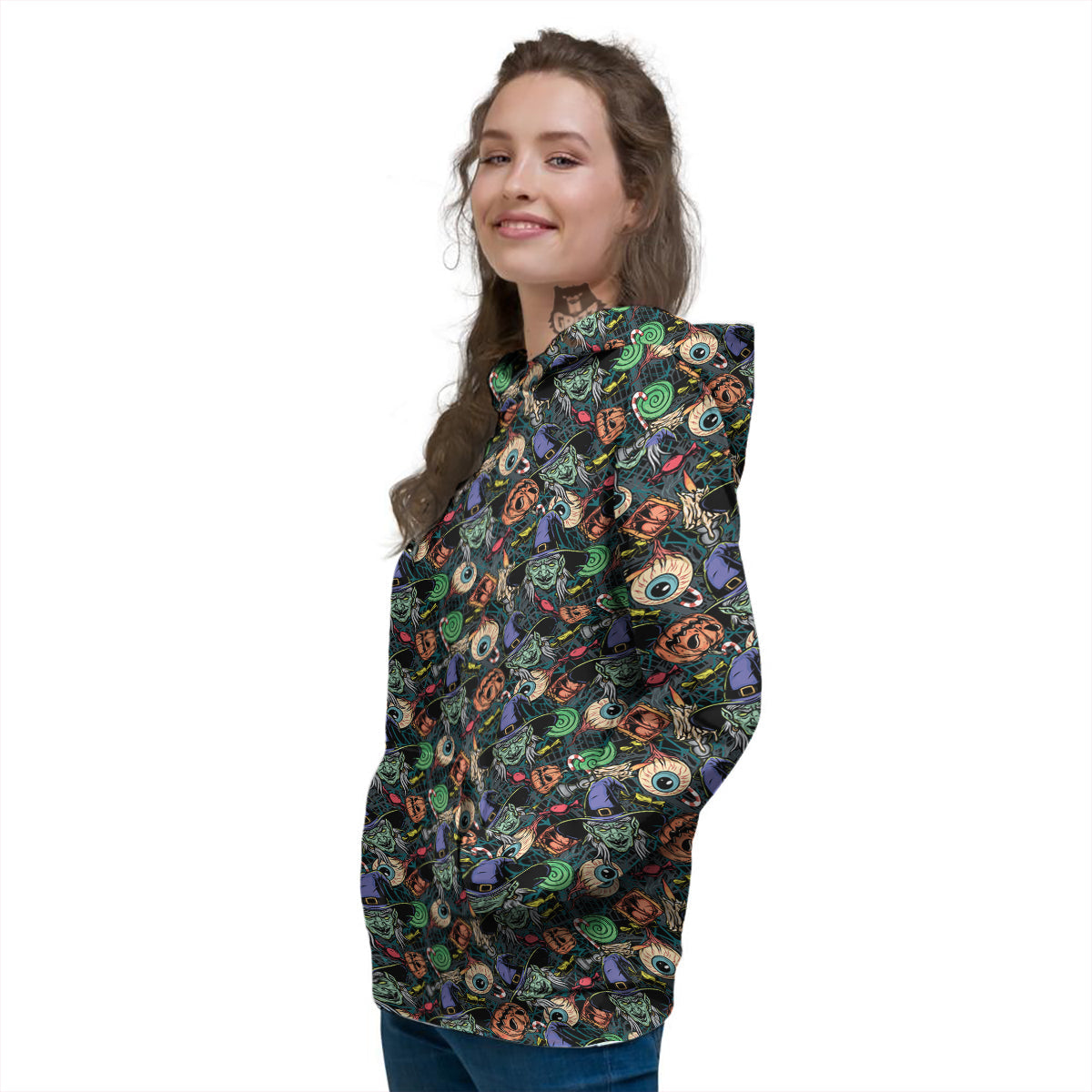 Witch Halloween Elements Print Pattern Women's Hoodie-grizzshop