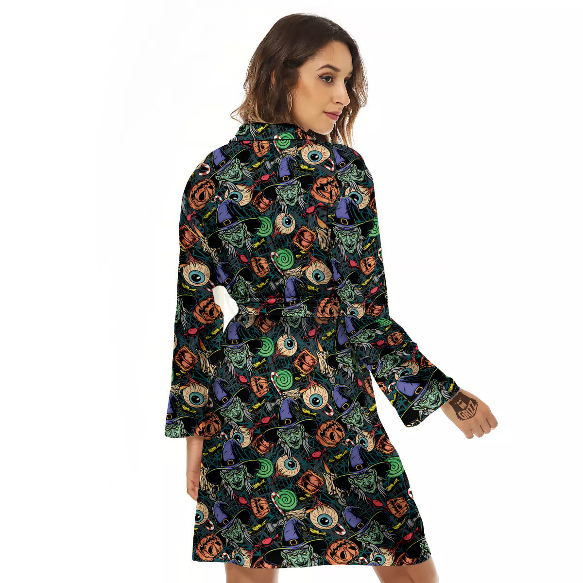 Witch Halloween Elements Print Pattern Women's Robe-grizzshop