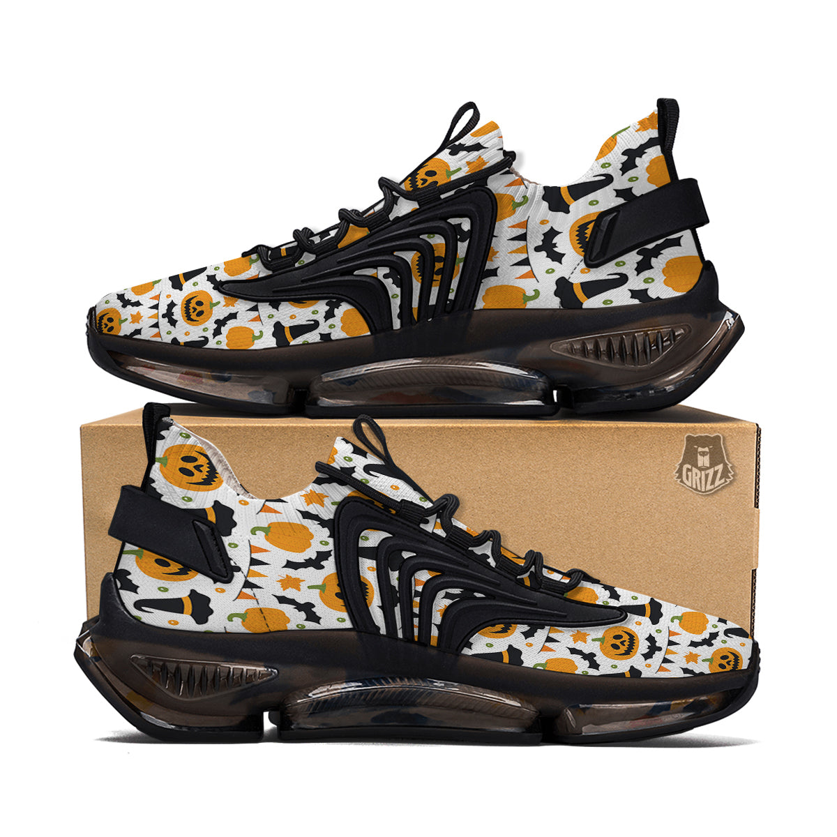 Witch Hat Halloween Print Pattern Black Gym Shoes-grizzshop