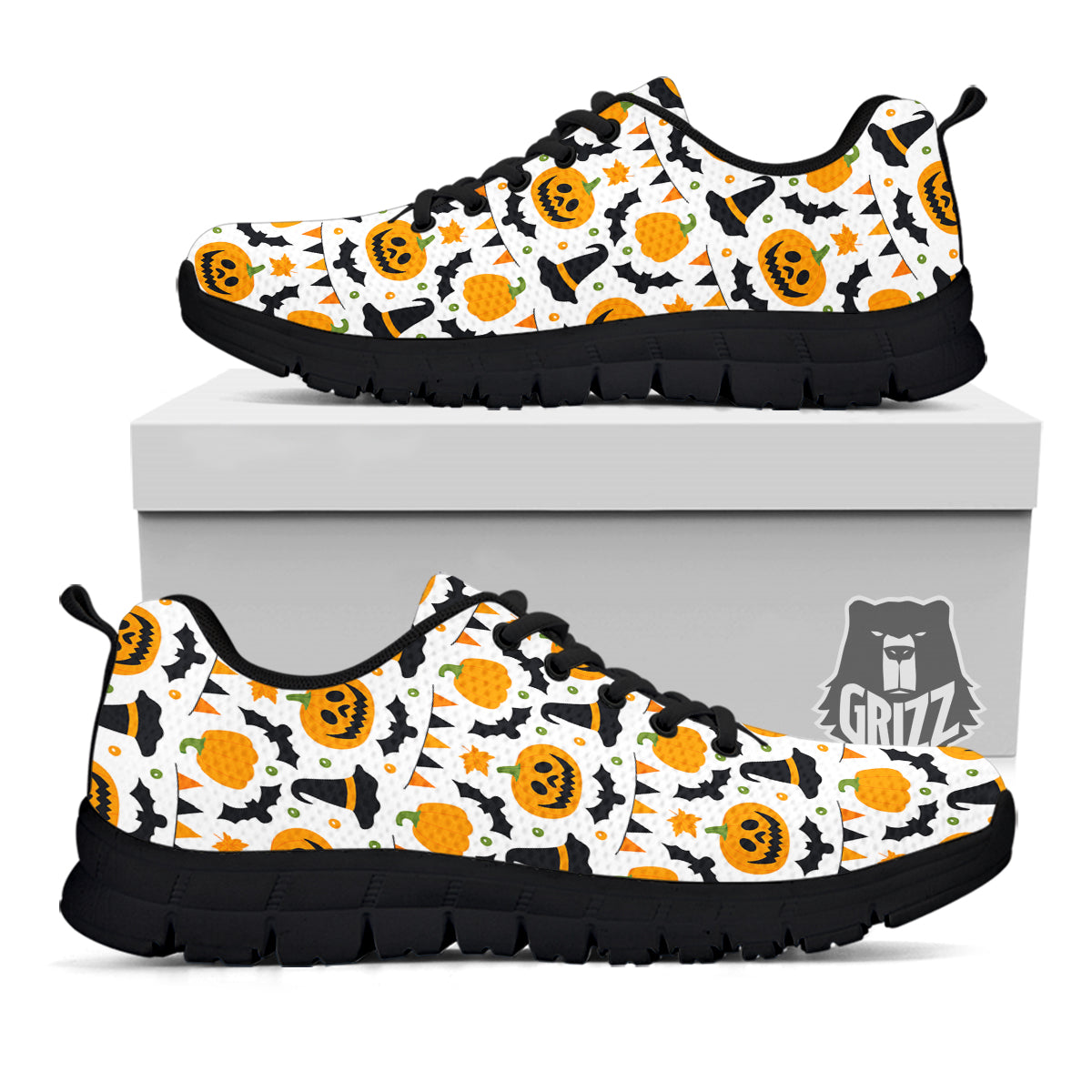 Witch Hat Halloween Print Pattern Black Sneaker-grizzshop