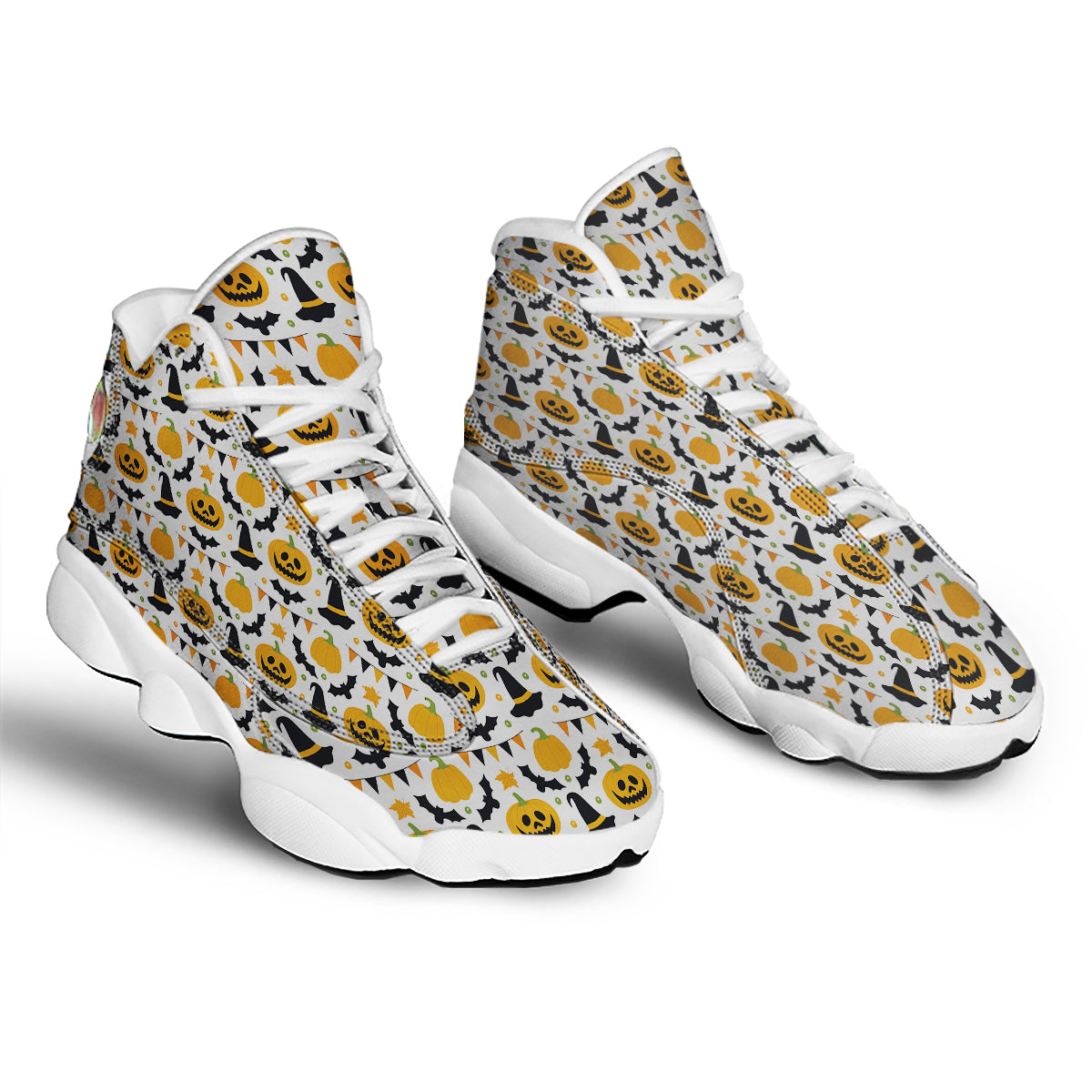 Witch Hat Halloween Print Pattern White Basketball Shoes-grizzshop