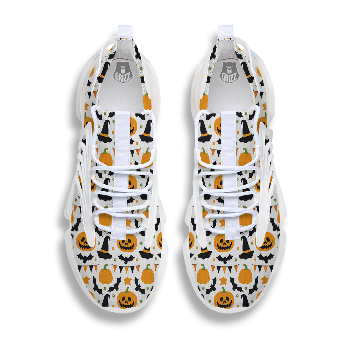 Witch Hat Halloween Print Pattern White Gym Shoes-grizzshop