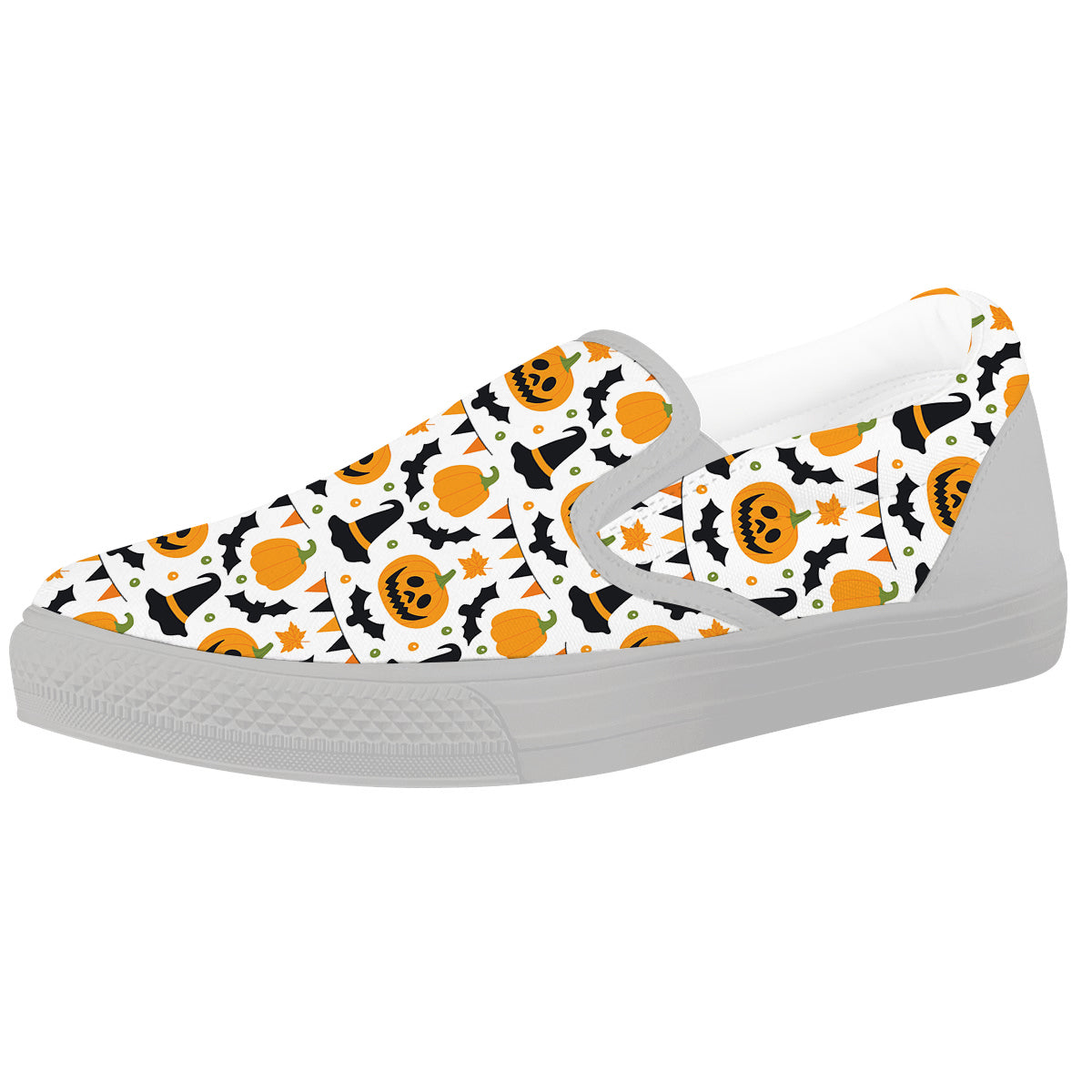 Witch Hat Halloween Print Pattern White Slip On Shoes-grizzshop