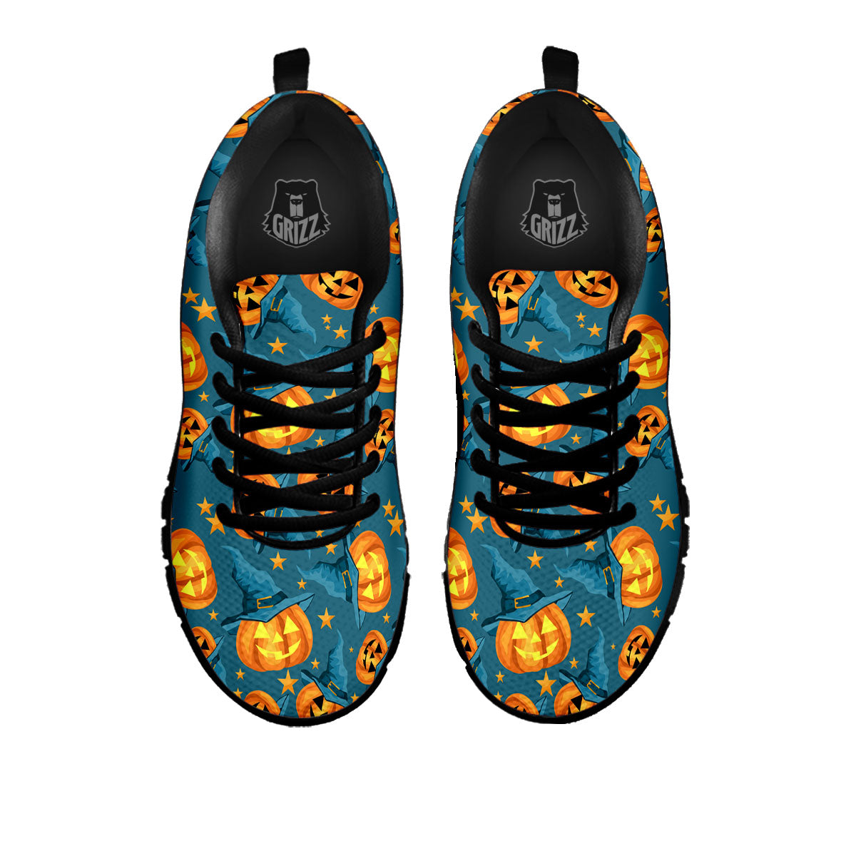 Witch Hat Pumpkin Print Pattern Black Sneaker-grizzshop