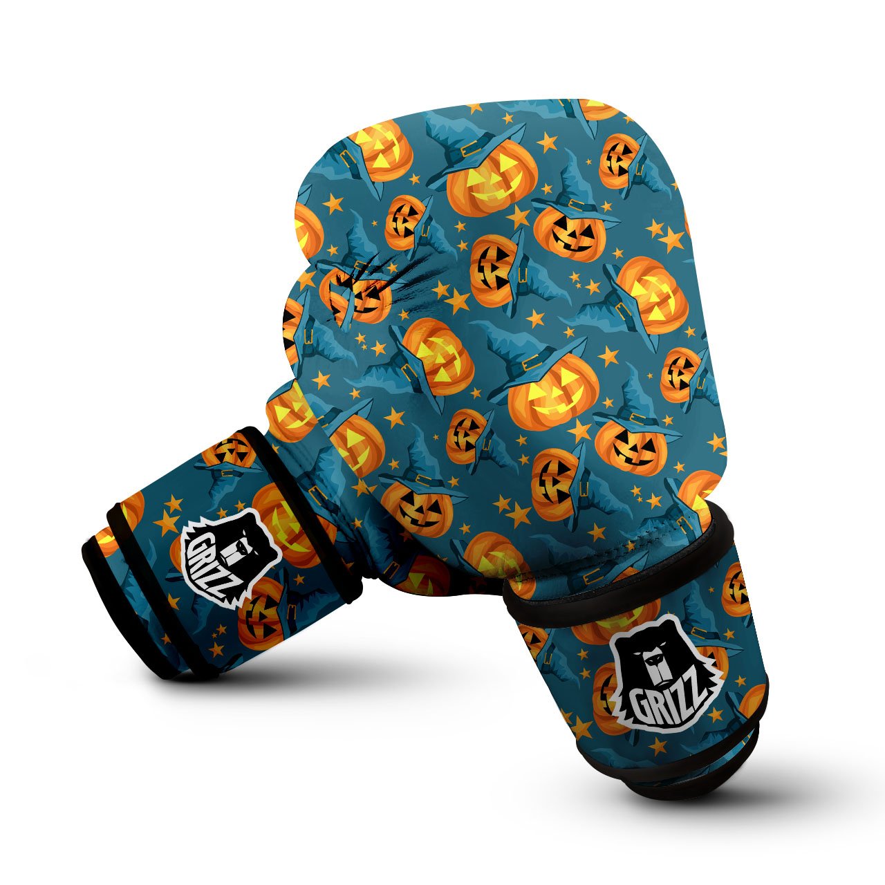 Witch Hat Pumpkin Print Pattern Boxing Gloves-grizzshop