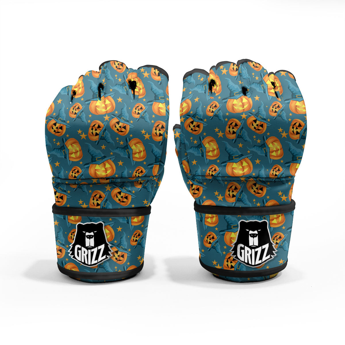 Witch Hat Pumpkin Print Pattern MMA Gloves-grizzshop