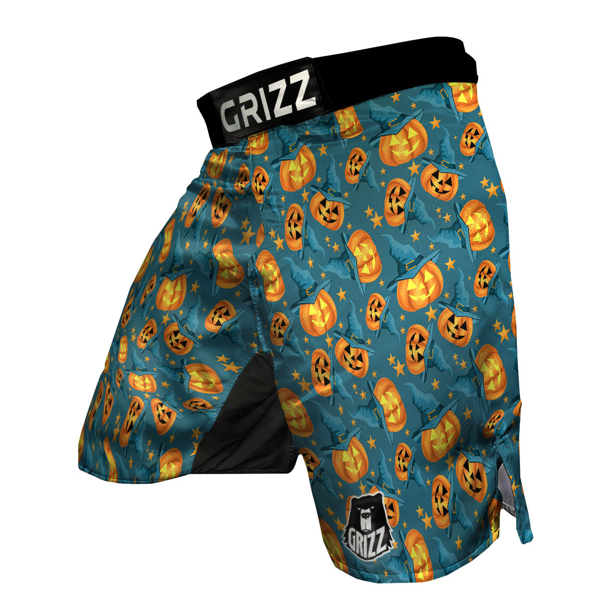 Witch Hat Pumpkin Print Pattern MMA Shorts-grizzshop