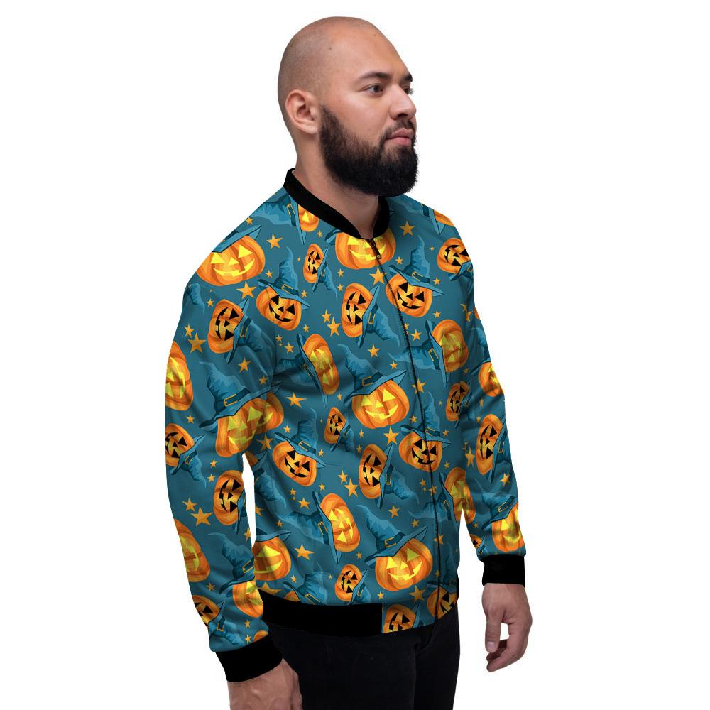 Witch Hat Pumpkin Print Pattern Men's Bomber Jacket-grizzshop