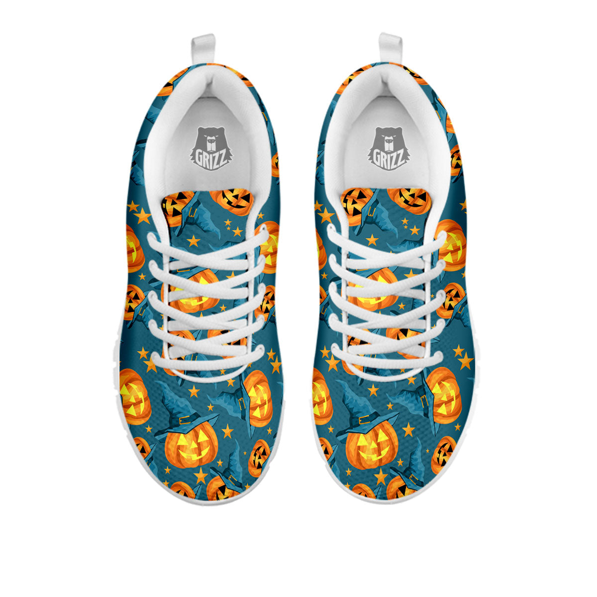 Witch Hat Pumpkin Print Pattern White Sneaker-grizzshop
