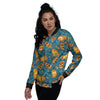 Witch Hat Pumpkin Print Pattern Women's Bomber Jacket-grizzshop