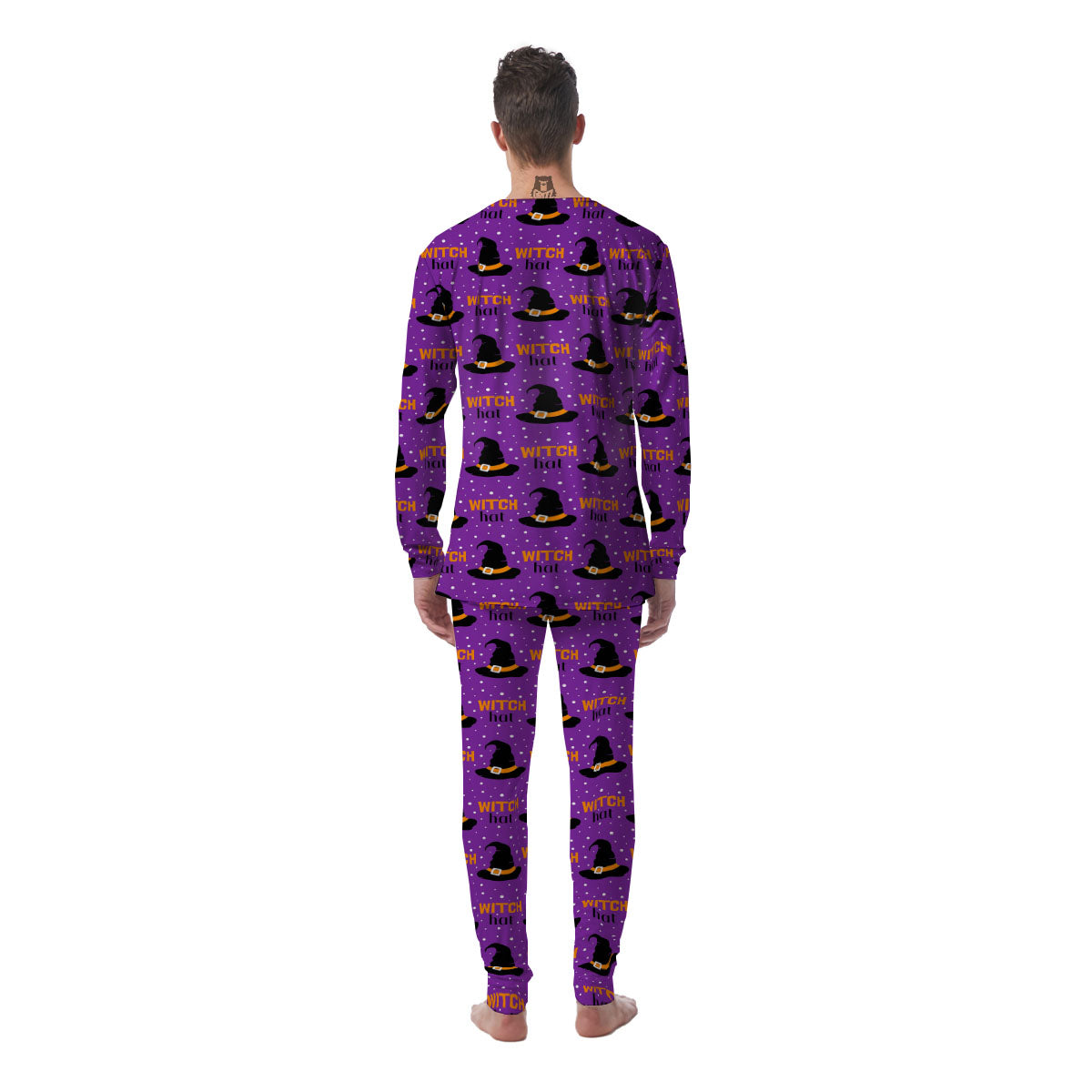 Witch Hat Purple Halloween Print Pattern Men's Pajamas-grizzshop