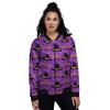 Witch Hat Purple Halloween Print Pattern Women's Bomber Jacket-grizzshop