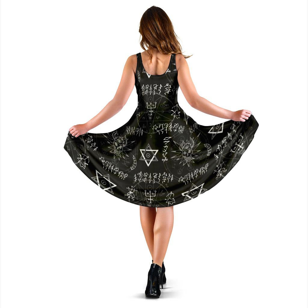 Witch Sign Print Dress-grizzshop