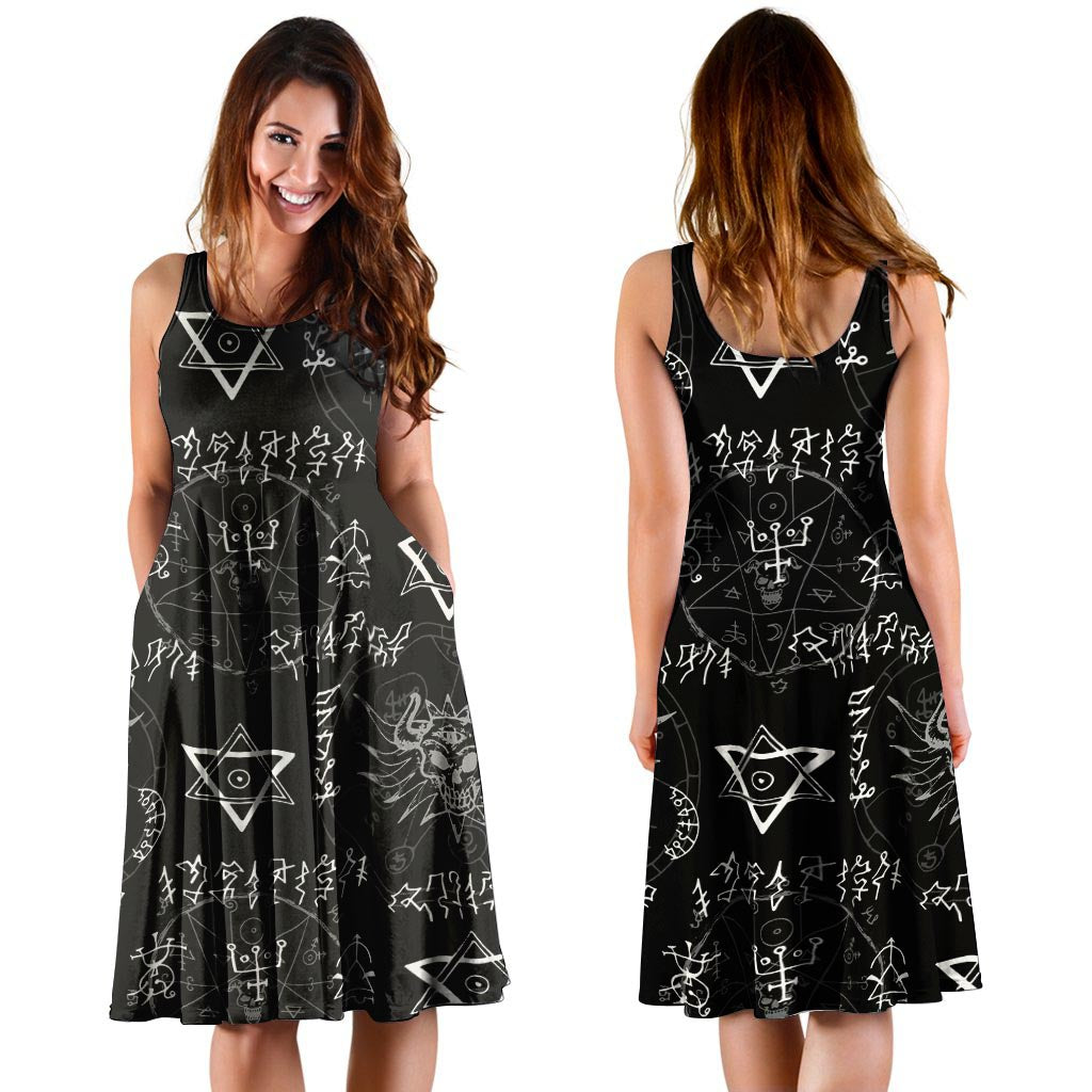 Witch Sign Print Dress-grizzshop