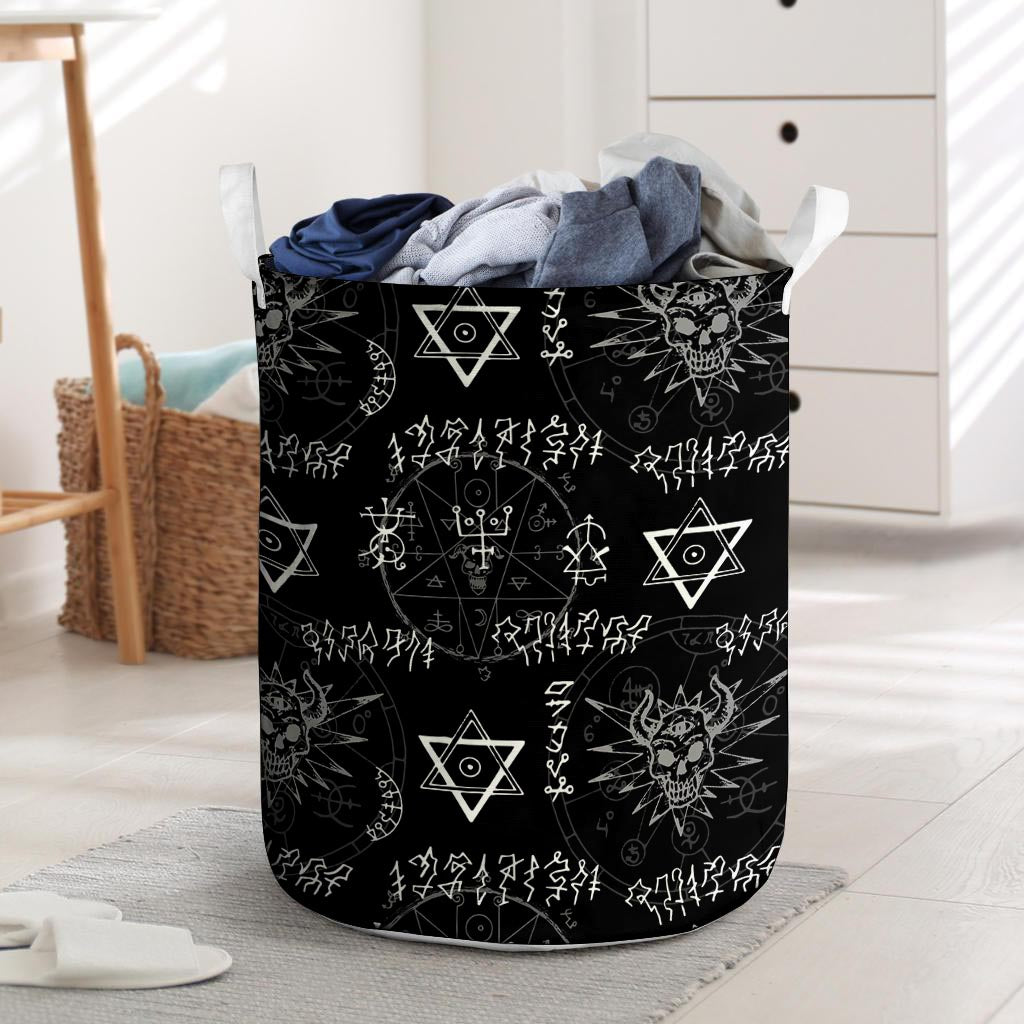 Witch Sign Print Laundry Basket-grizzshop