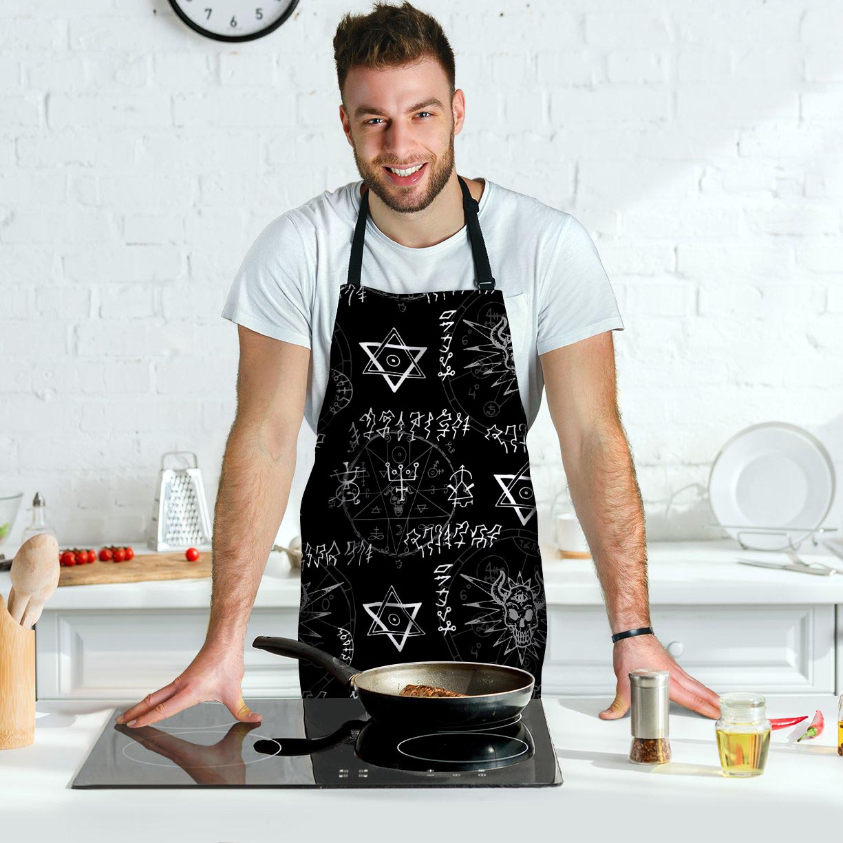 Witch Sign Print Men's Apron-grizzshop