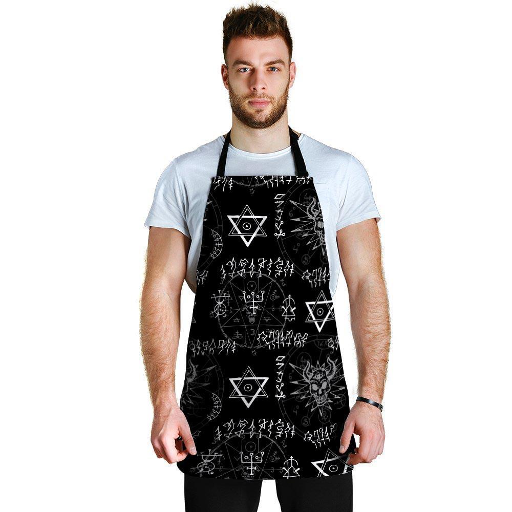 Witch Sign Print Men's Apron-grizzshop