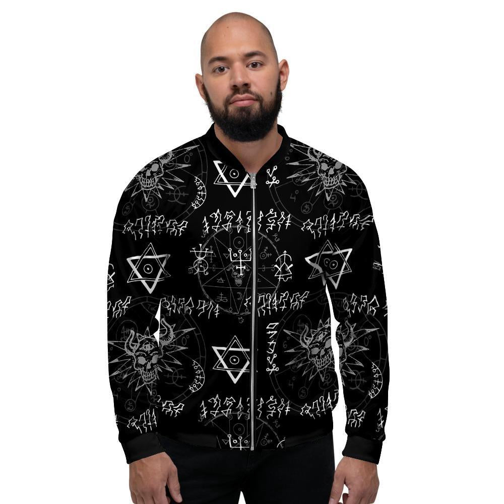 Witch Sign Print Men's Bomber Jacket-grizzshop
