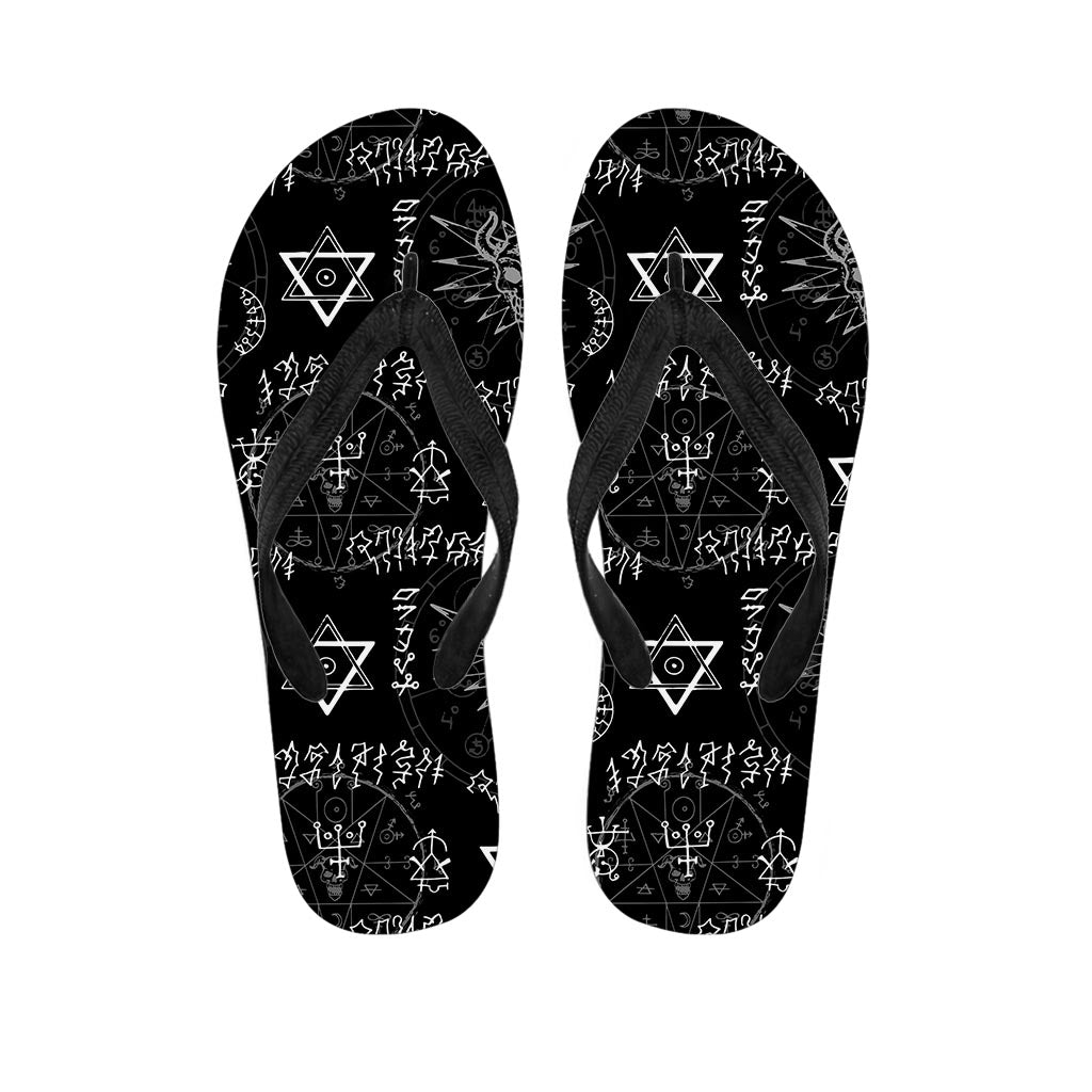 Witch Sign Print Men's Flip Flops-grizzshop