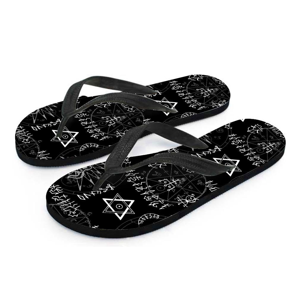 Witch Sign Print Men's Flip Flops-grizzshop