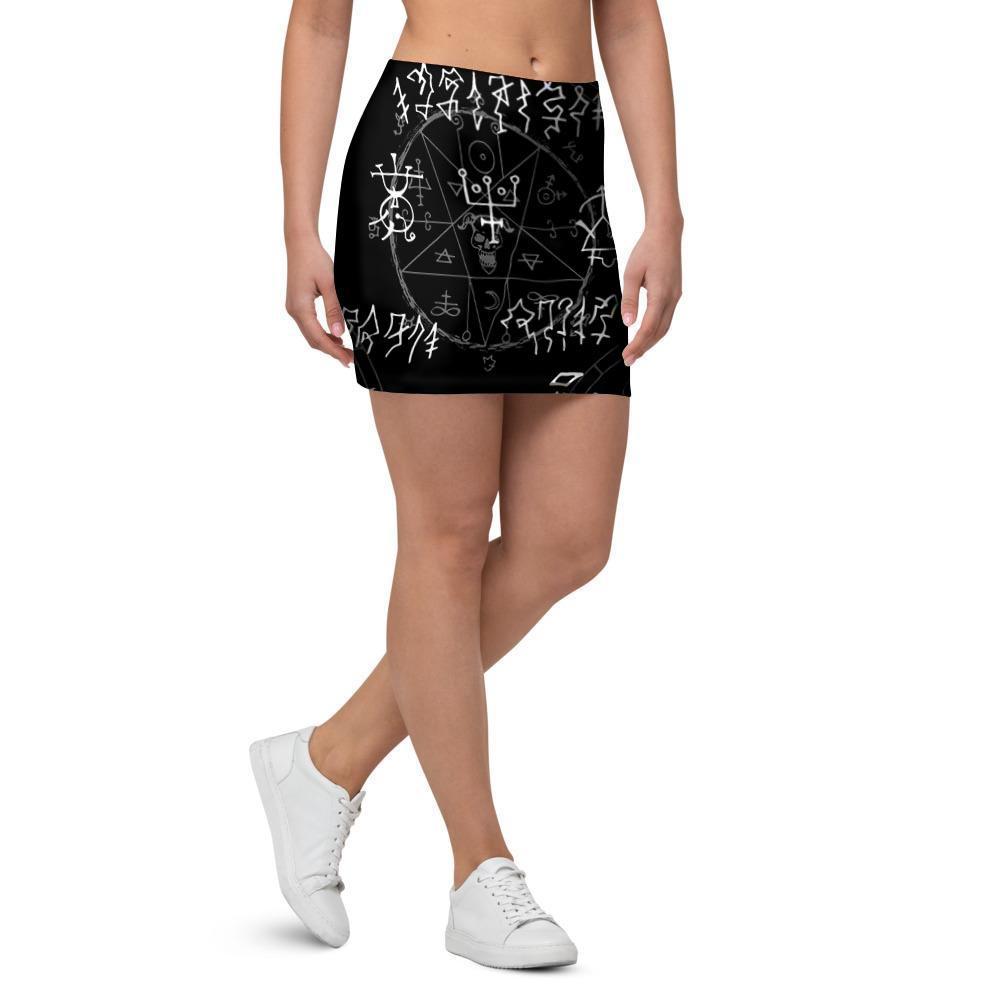 Witch Sign Print Mini Skirt-grizzshop