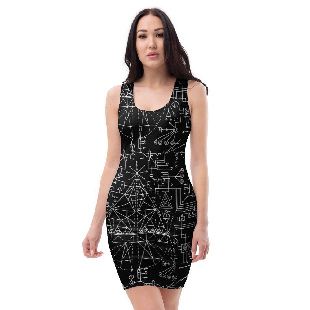 Witch Symbol Gothic Bodycon Dress-grizzshop