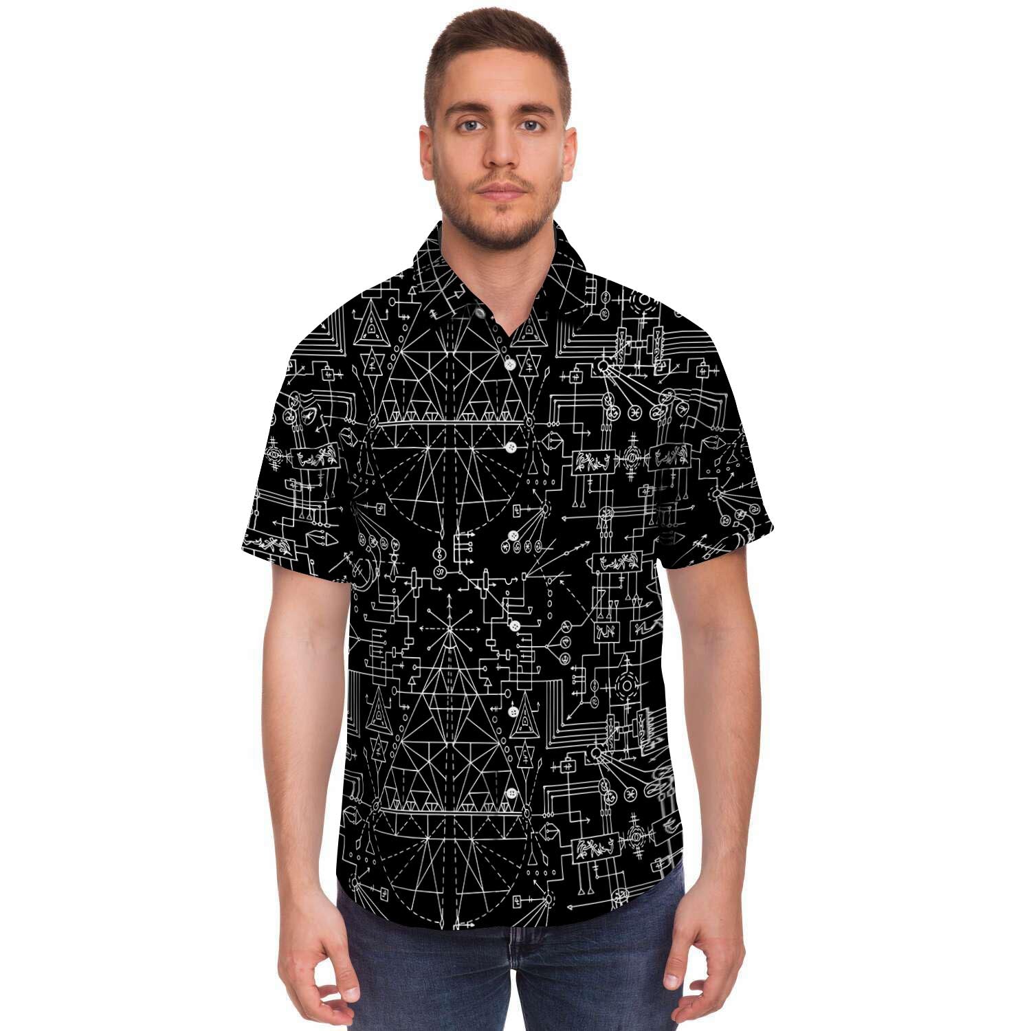 Witch Symbol Gothic Men's Short Sleeve Shirt-grizzshop