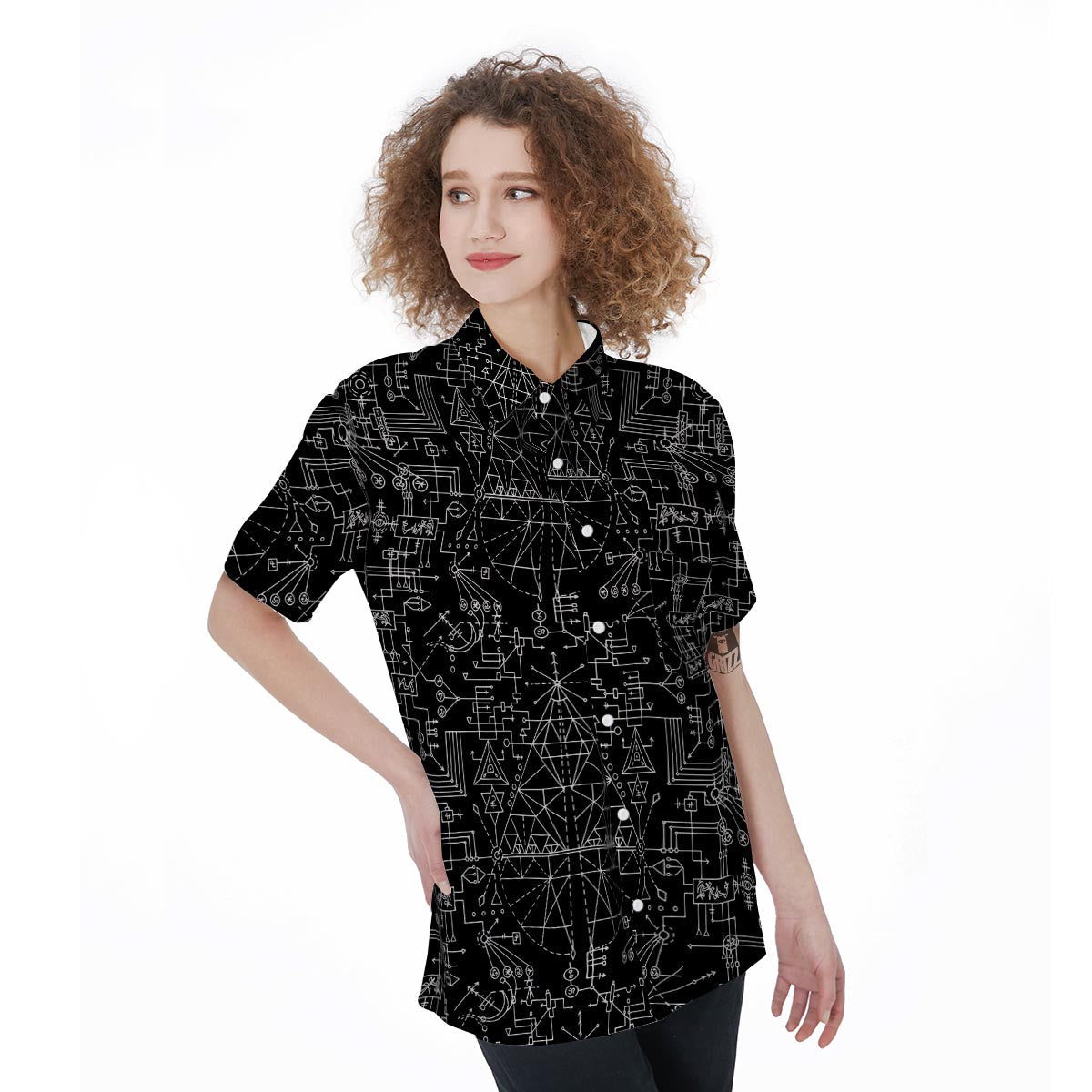 Witch Symbol Gothic Women's Short Sleeve Shirts-grizzshop