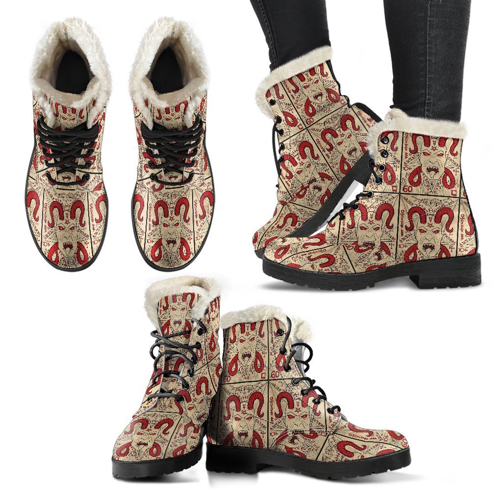 Witch Wiccan Gothic Pagan Satanic Pattern Print Comfy Winter Boots-grizzshop