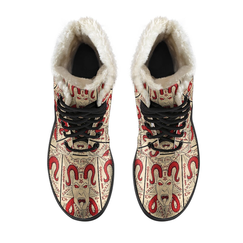 Witch Wiccan Gothic Pagan Satanic Pattern Print Comfy Winter Boots-grizzshop