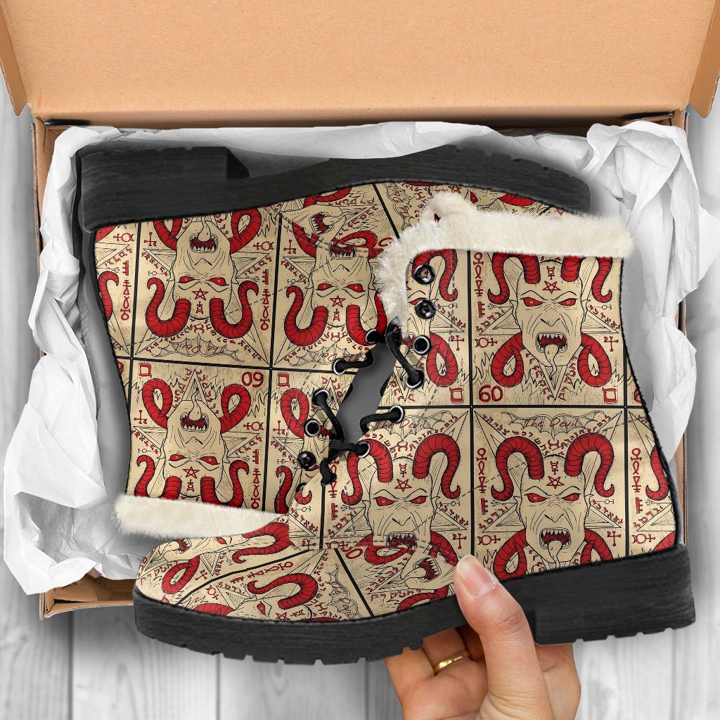 Witch Wiccan Gothic Pagan Satanic Pattern Print Comfy Winter Boots-grizzshop