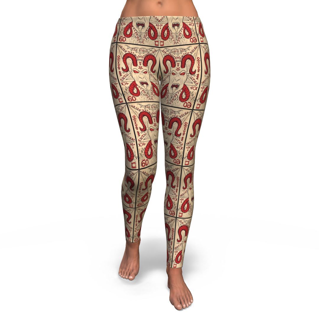 Witch Wiccan Gothic Pagan Satanic Pattern Print Pattern Women Leggings-grizzshop