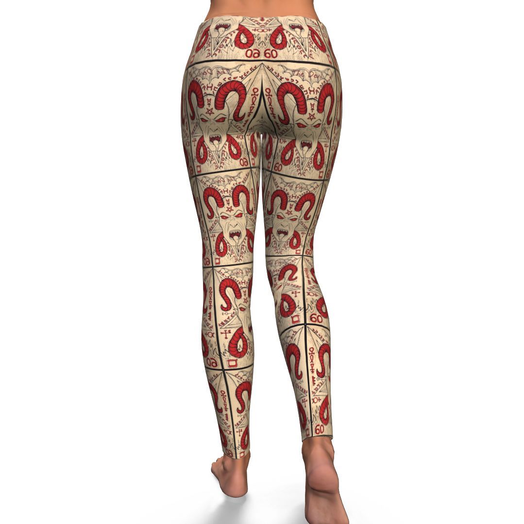 Witch Wiccan Gothic Pagan Satanic Pattern Print Pattern Women Leggings-grizzshop