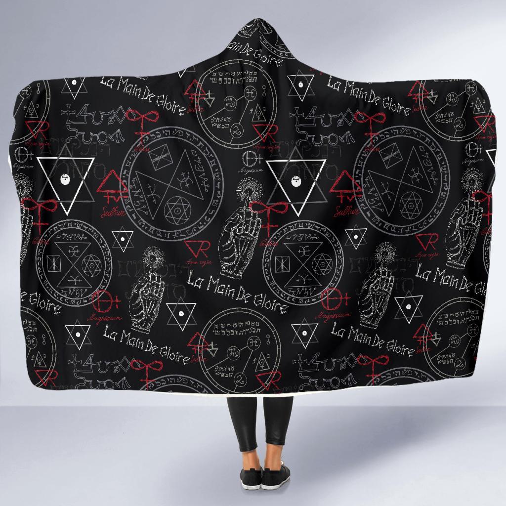 Witch Wiccan Pagan Pattern Print Hooded Blanket-grizzshop