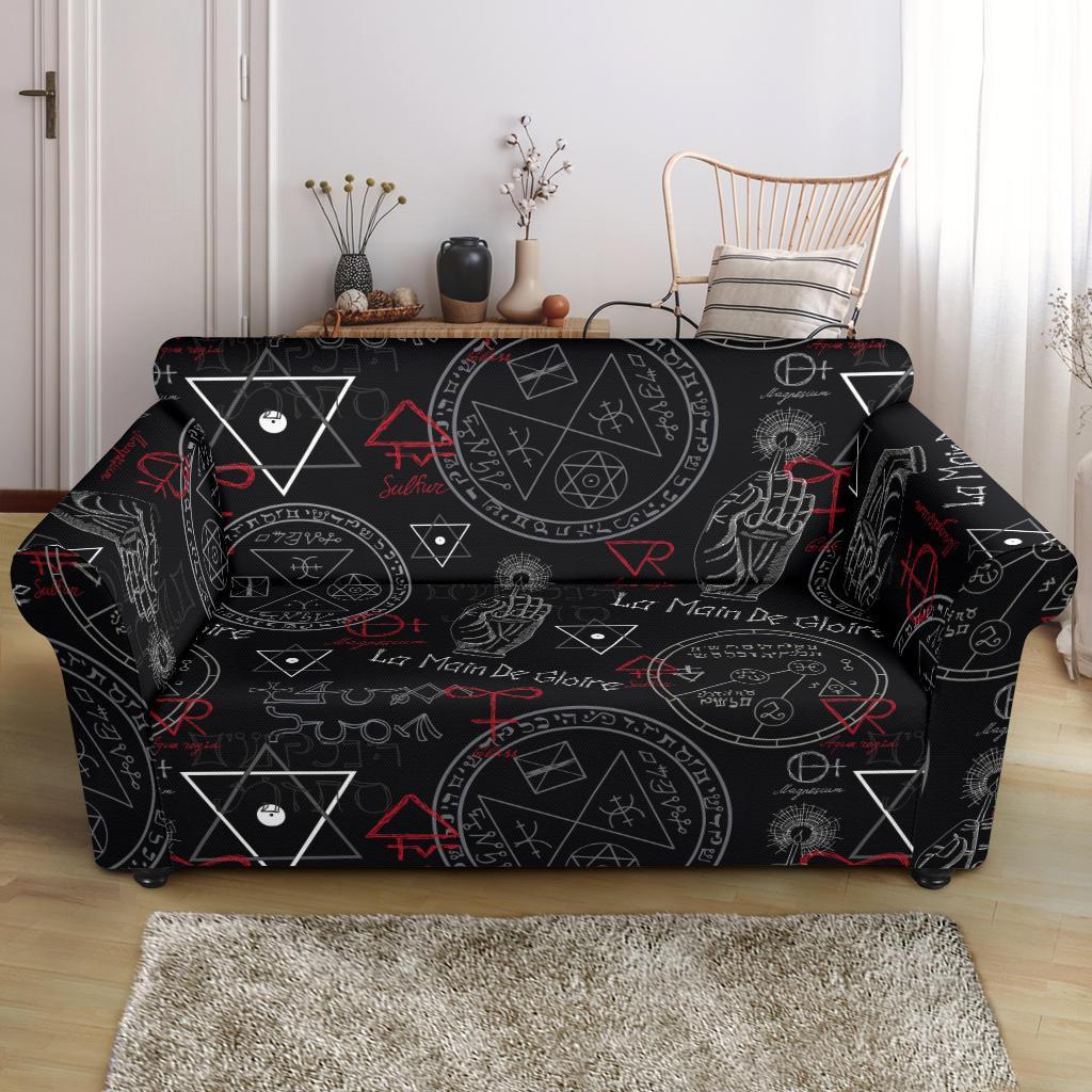 Witch Wiccan Pagan Pattern Print Loveseat Cover-grizzshop