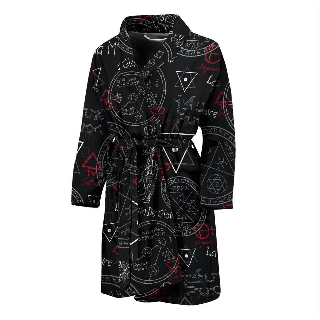 Witch Wiccan Pagan Pattern Print Men Long Robe-grizzshop