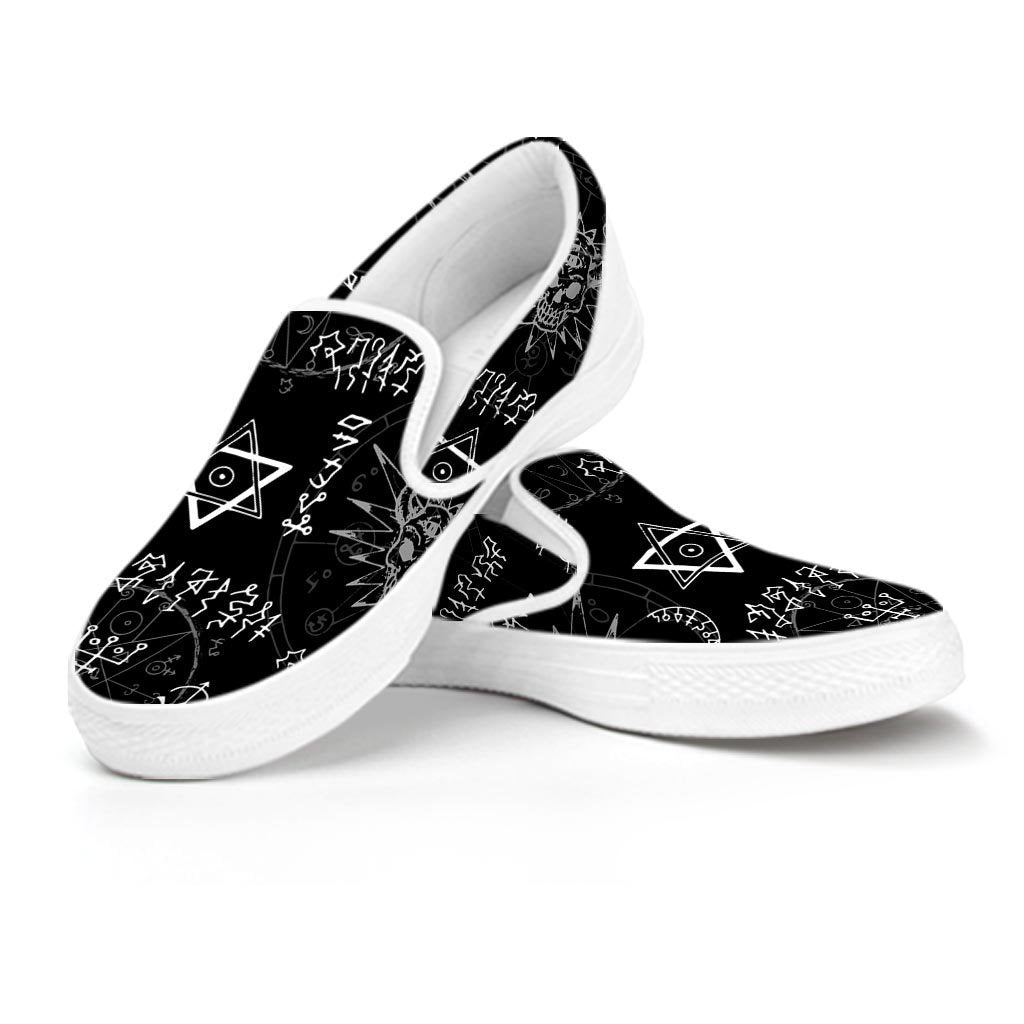 Witch Sign Print Men's Slip On Sneakers-grizzshop