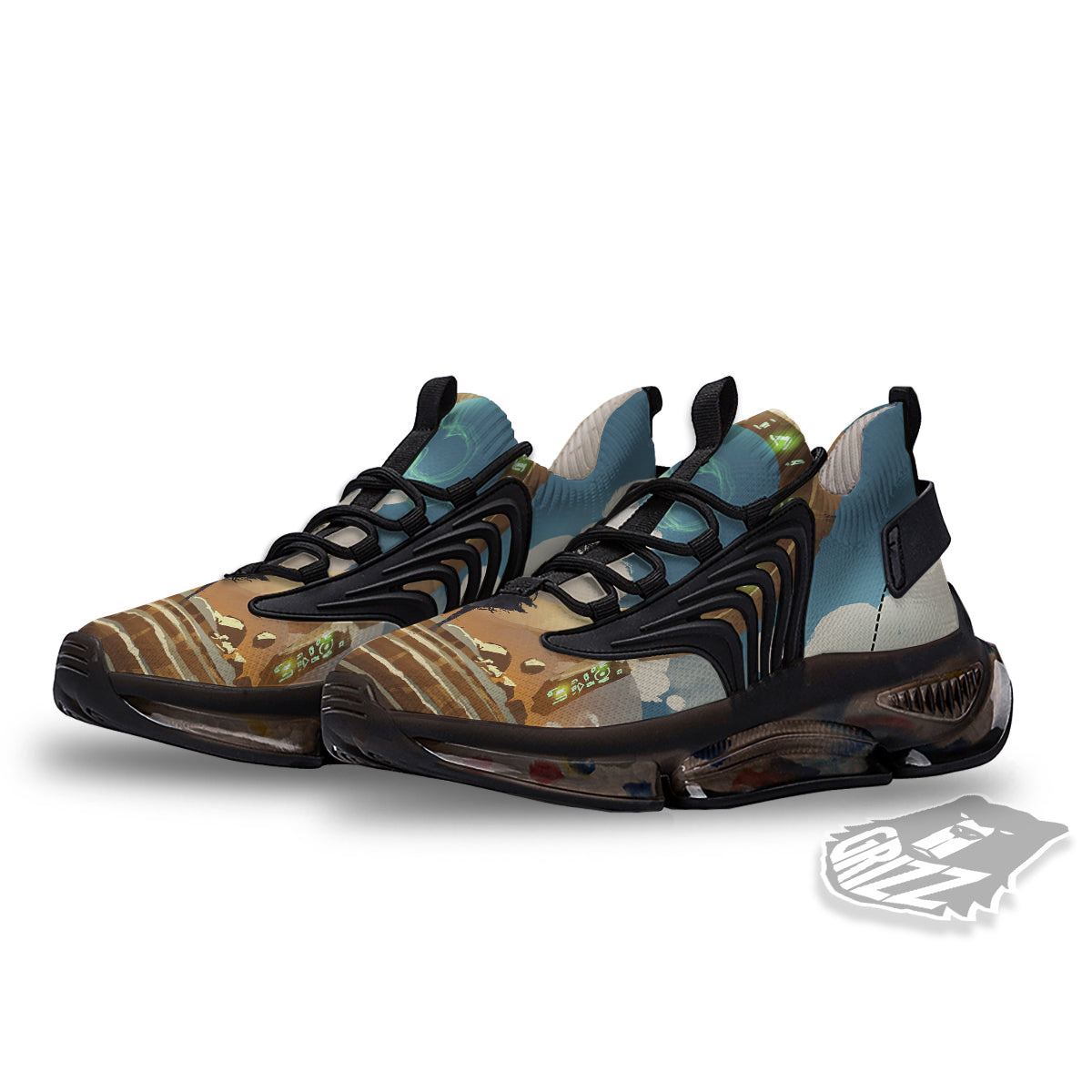 Wizard And Gate Print Black Gym Shoes-grizzshop