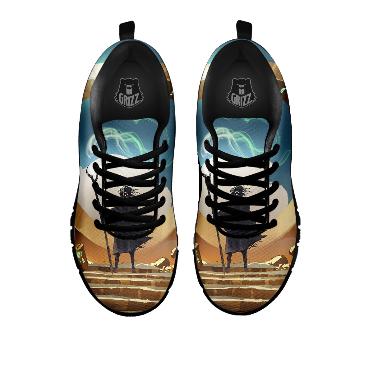 Wizard And Gate Print Black Sneaker-grizzshop