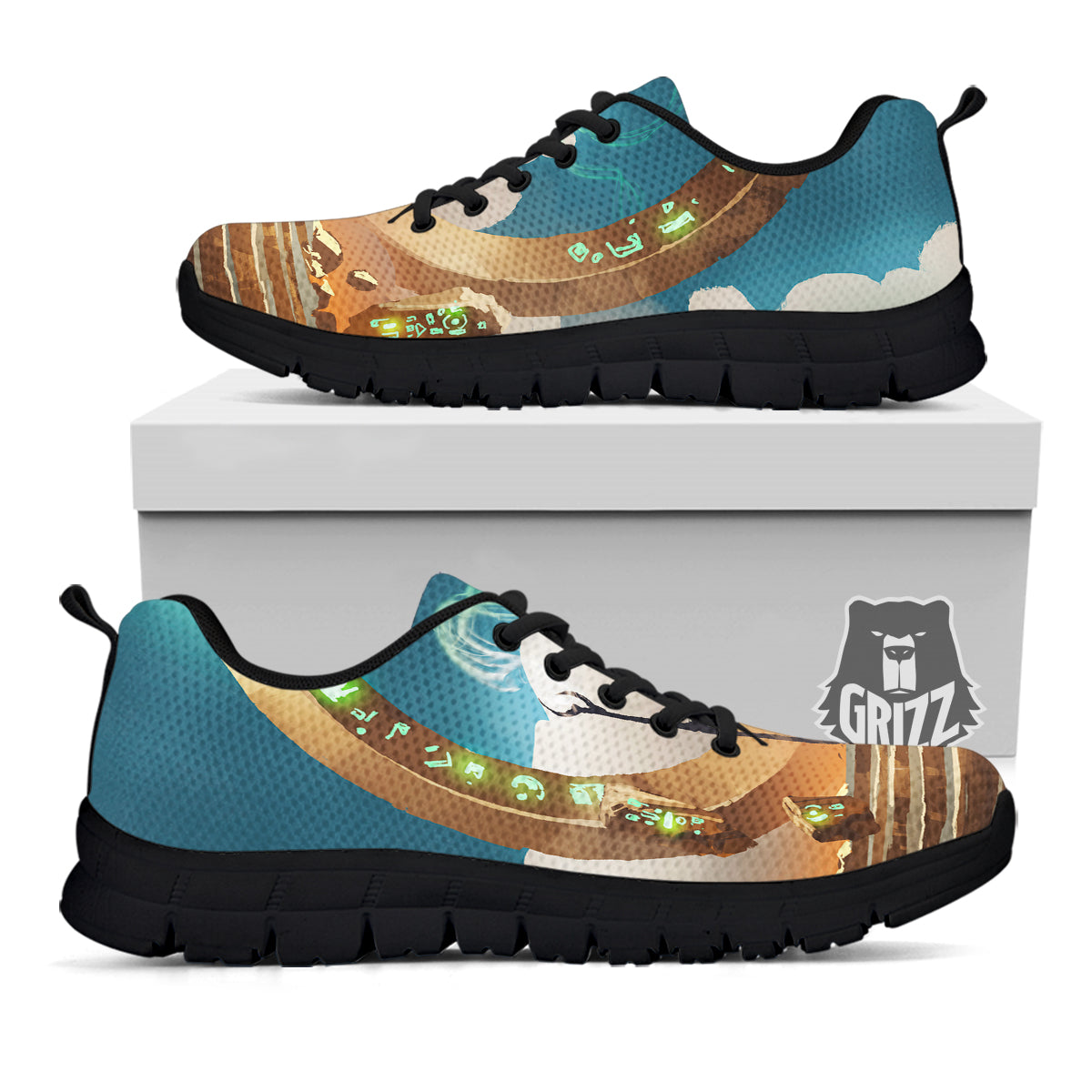 Wizard And Gate Print Black Sneaker-grizzshop