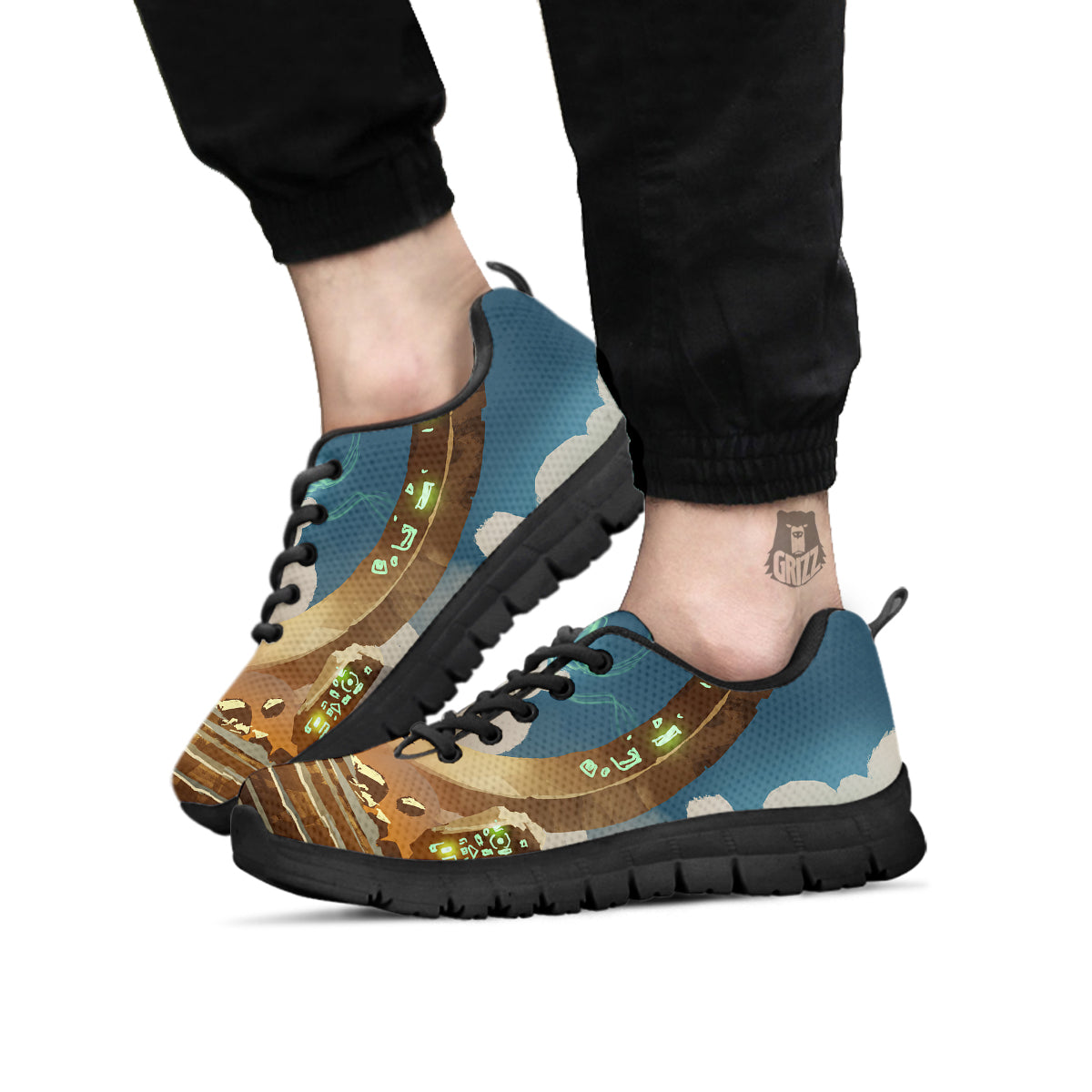 Wizard And Gate Print Black Sneaker-grizzshop